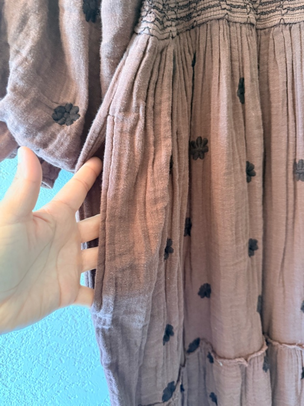 FREE PEOPLE Dahlia Floral Embroidered Brown Boho Maxi Dress Women’s Size Large - Picture 4 of 10